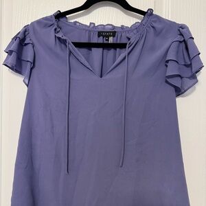 1. State Women's Lavender Ruffle Sleeve Blouse